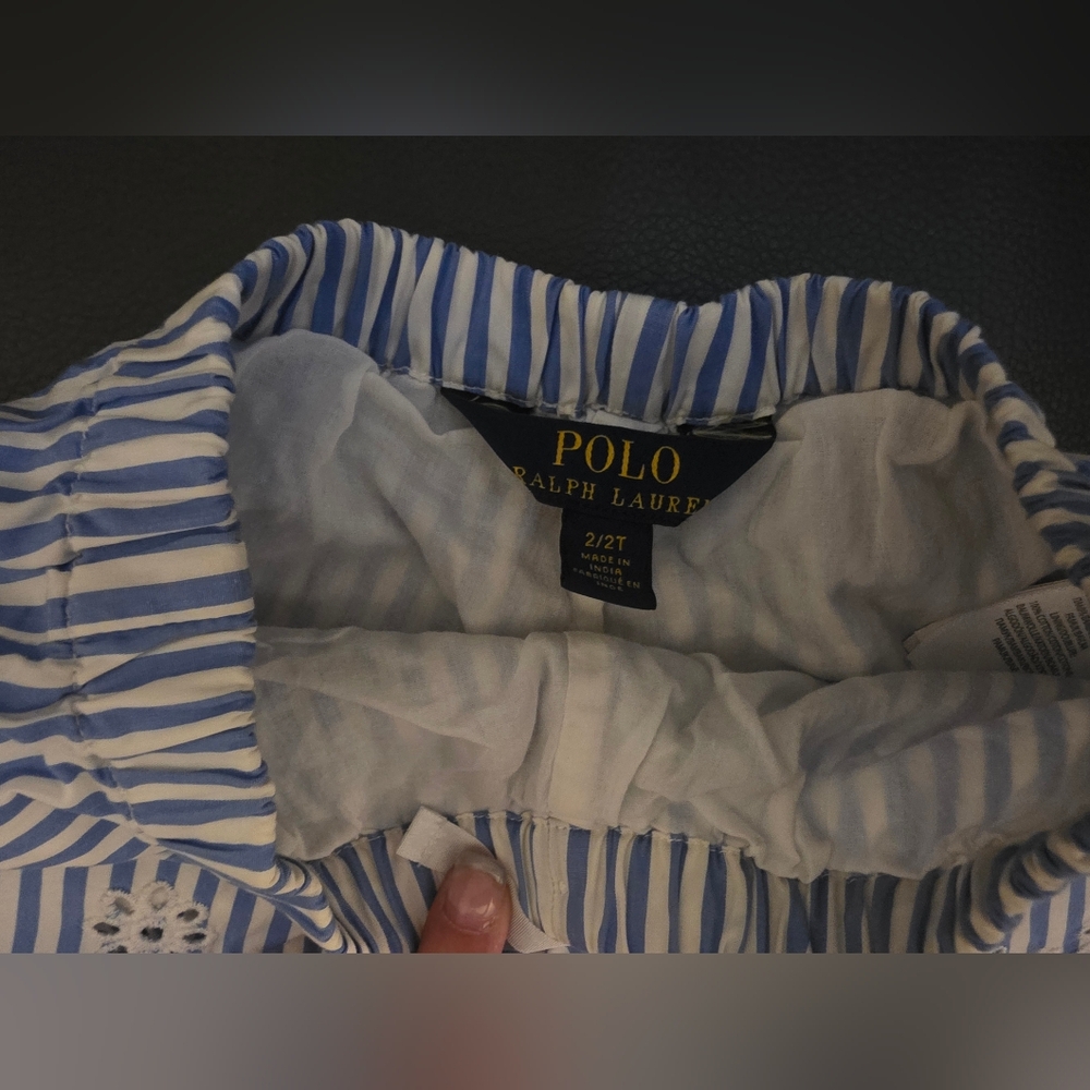Polo by Ralph Lauren Blue and White Striped Kids Shorts